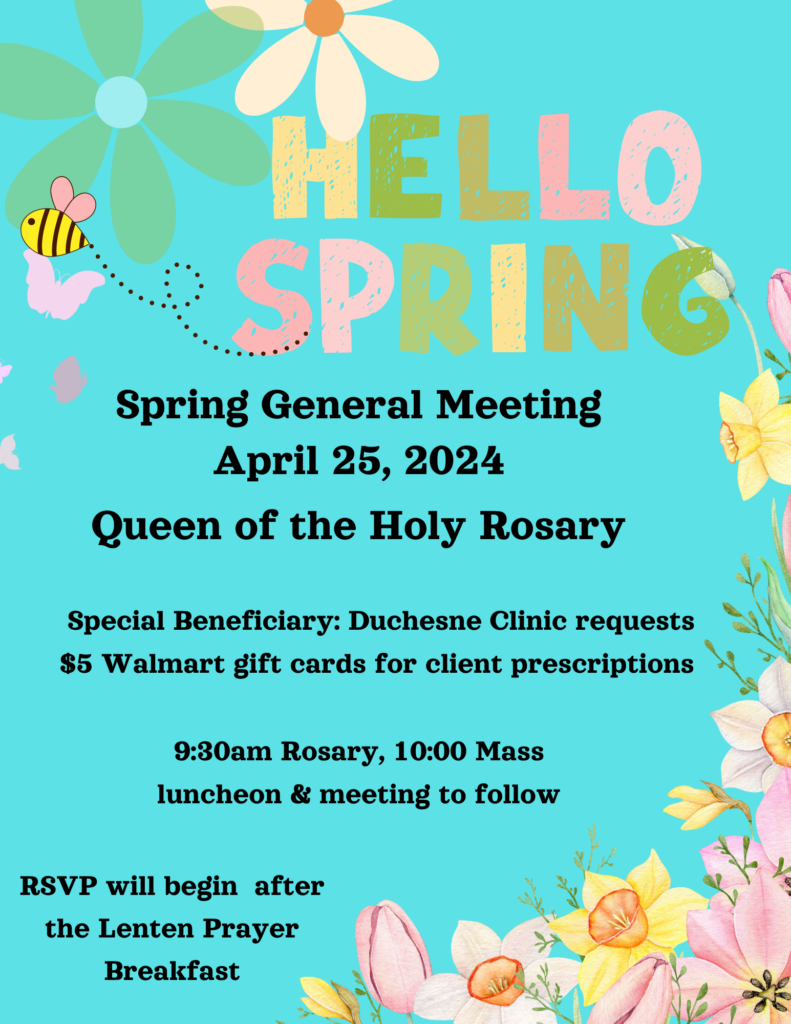 Spring General Meeting After 10am Mass @ Queen of the Holy Rosary